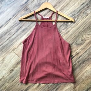 Rusty Red Ribbed Tank Top Racerback Style